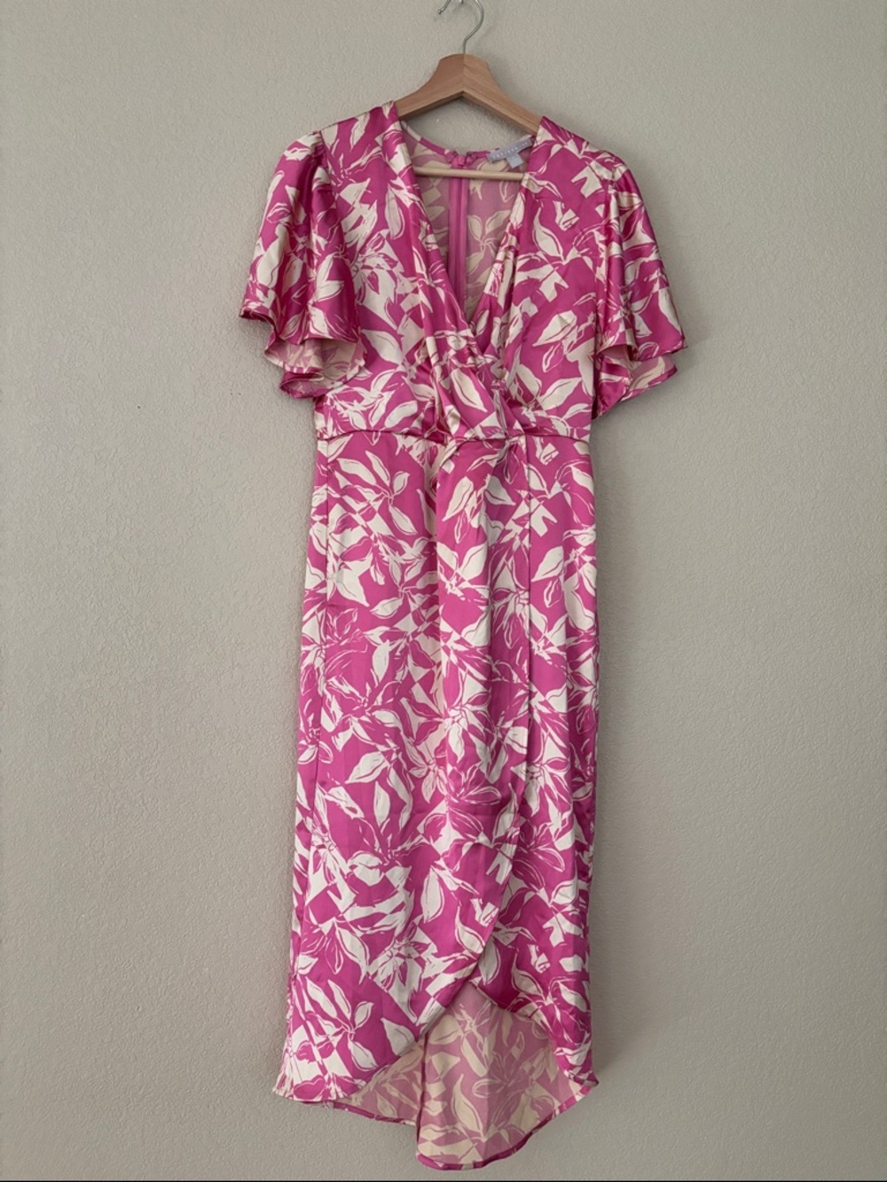 Chelsea28 Satin Faux Wrap Midi Dress